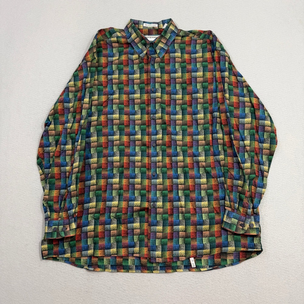 Vintage Jhane Barnes Button Shirt Mens XL Multicolor Checkered Japan Woven 90s